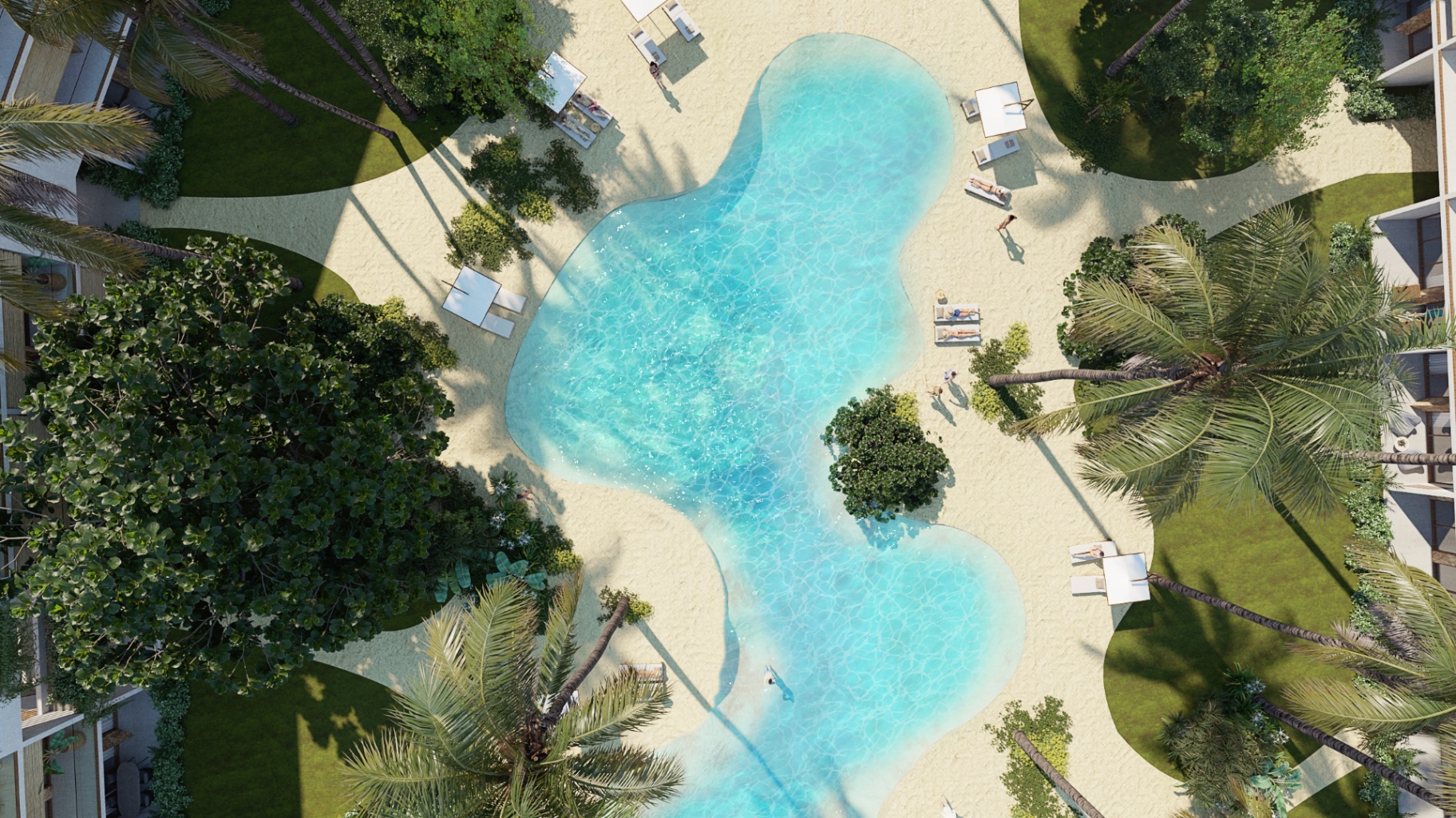 Aerial view of leisuredential pool and gardens
